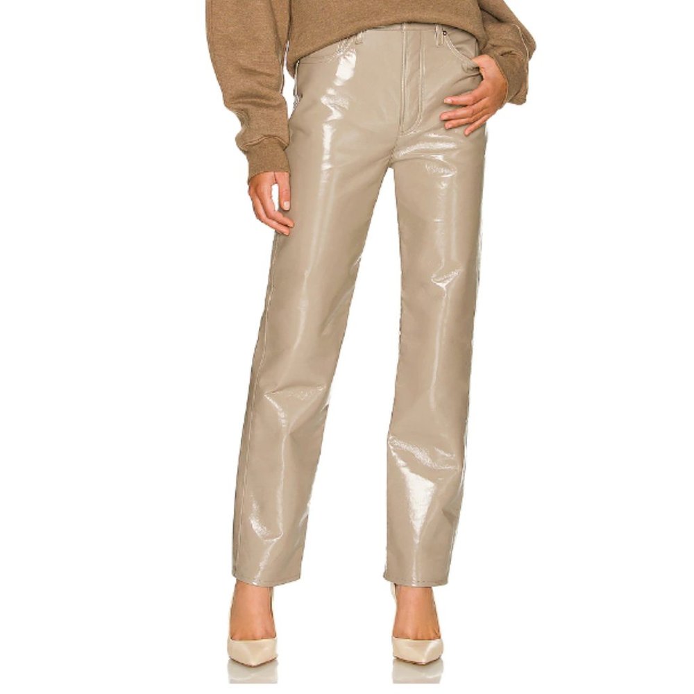 ⭐️ AGOLDE '90s Pinch Waist Patent Recycled Leather Blend Jeans - Picture 1 of 5